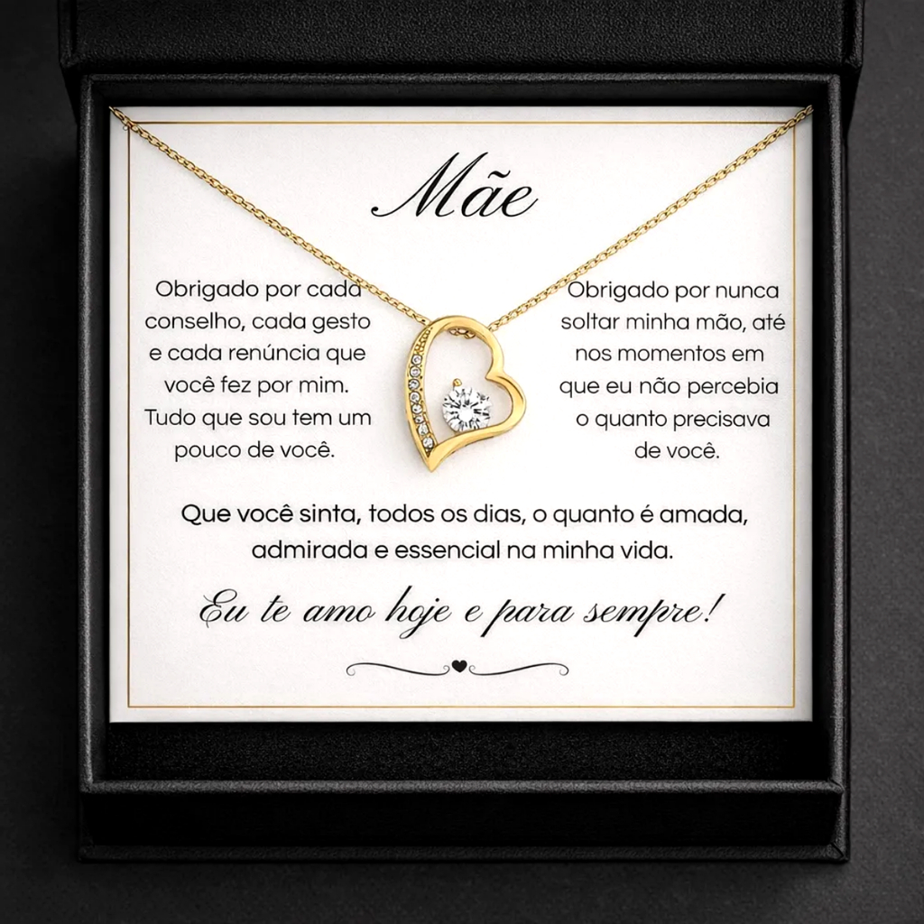 Presente Para Mãe Colar Banhado a Prata e Ouro 18K Com Mensagem Afetiva E Caixa Para Prese...