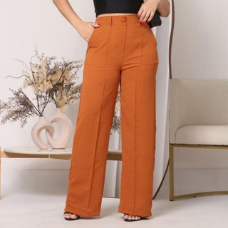 Calça Femenina Pantalona Wide leg Duna com Botão Tendencia 2026
