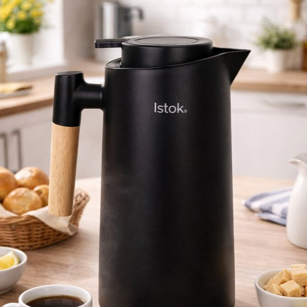 GARRAFA TÉRMICA PARA CAFÉ CHÁ ÁGUA COM CABO EM MADEIRA MANTEM A TEMPERATURA POR MAIS TEMPO