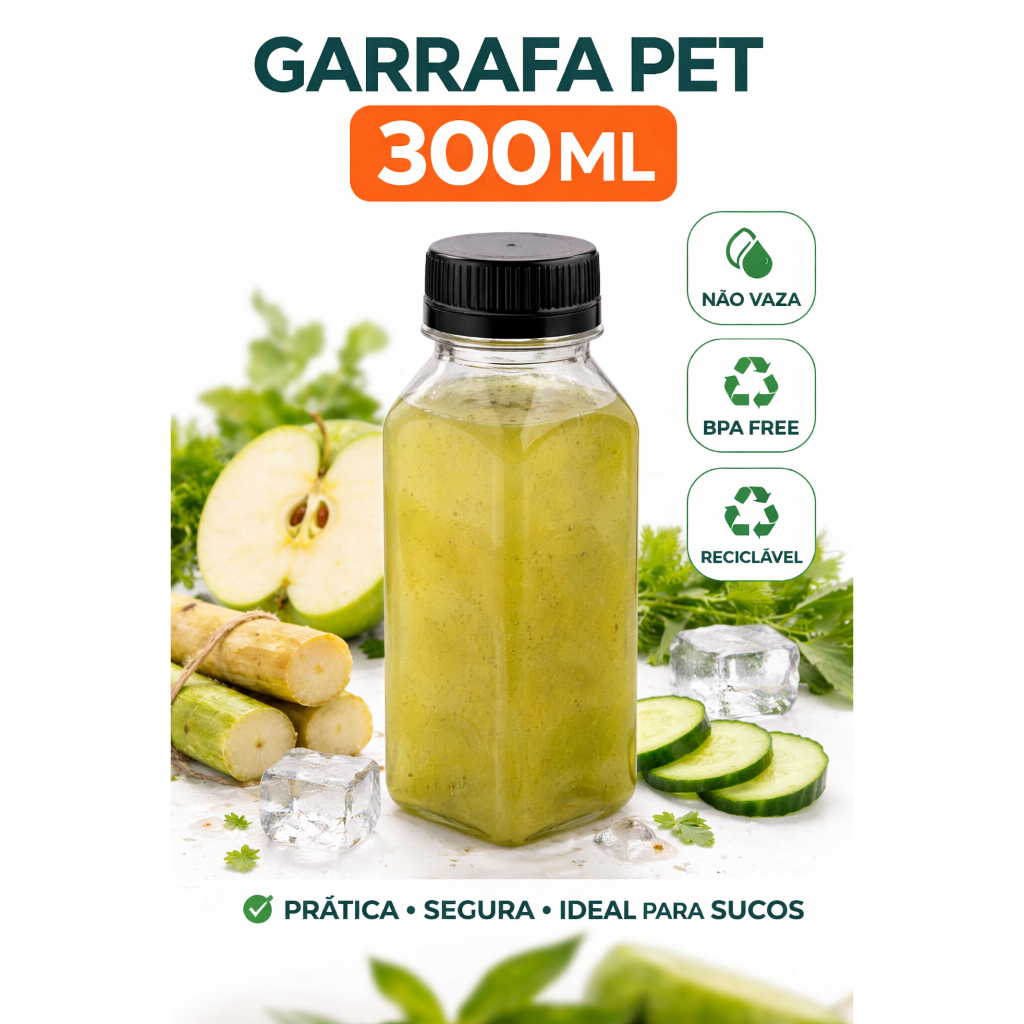 200ml 300ml 500ml 1L Garrafa Plástica Descartável PET Para Suco Caldo de Cana - 10 / 30 / 50 unidades