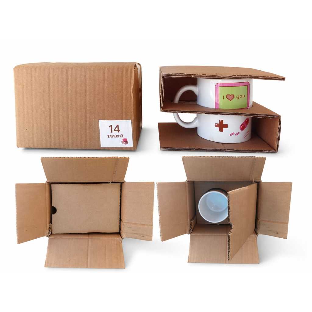kit 25 caixas de papelão com berço  proteção para envio de caneca de porcelana personalizada