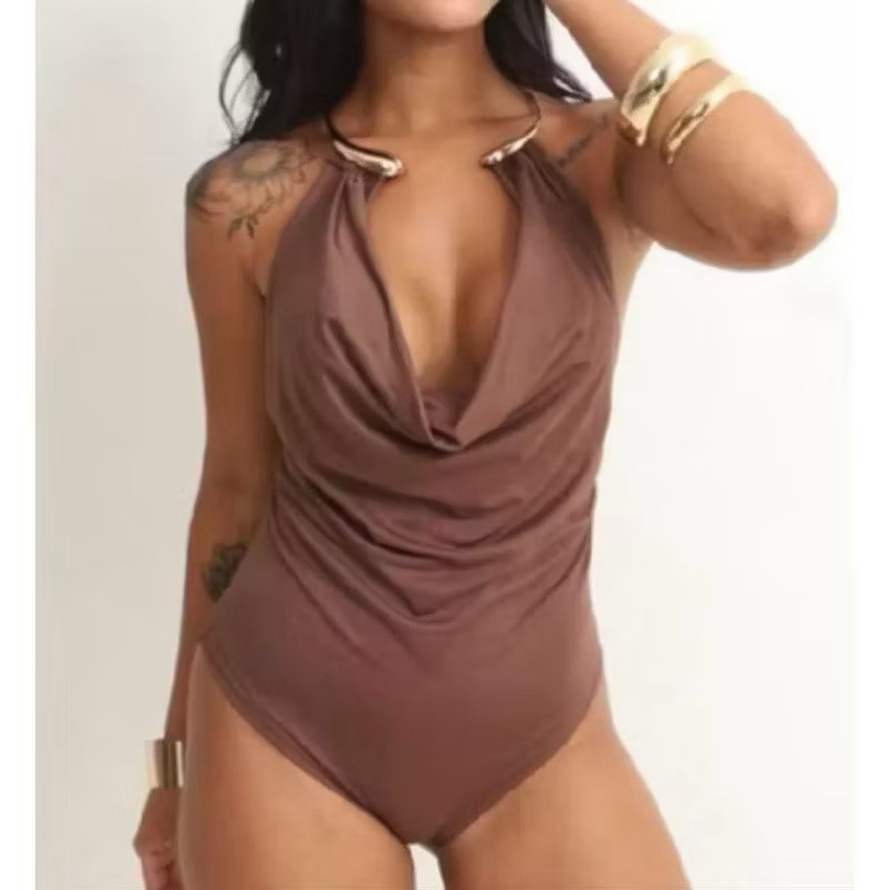 BODY COLAR CHOKER | FRENTE ÚNICA | DECOTE V | LUXO ELEGANTE | HALTER COSTAS NUA | BORY | BODY COM ARGOLA | CAVADO | DOUR