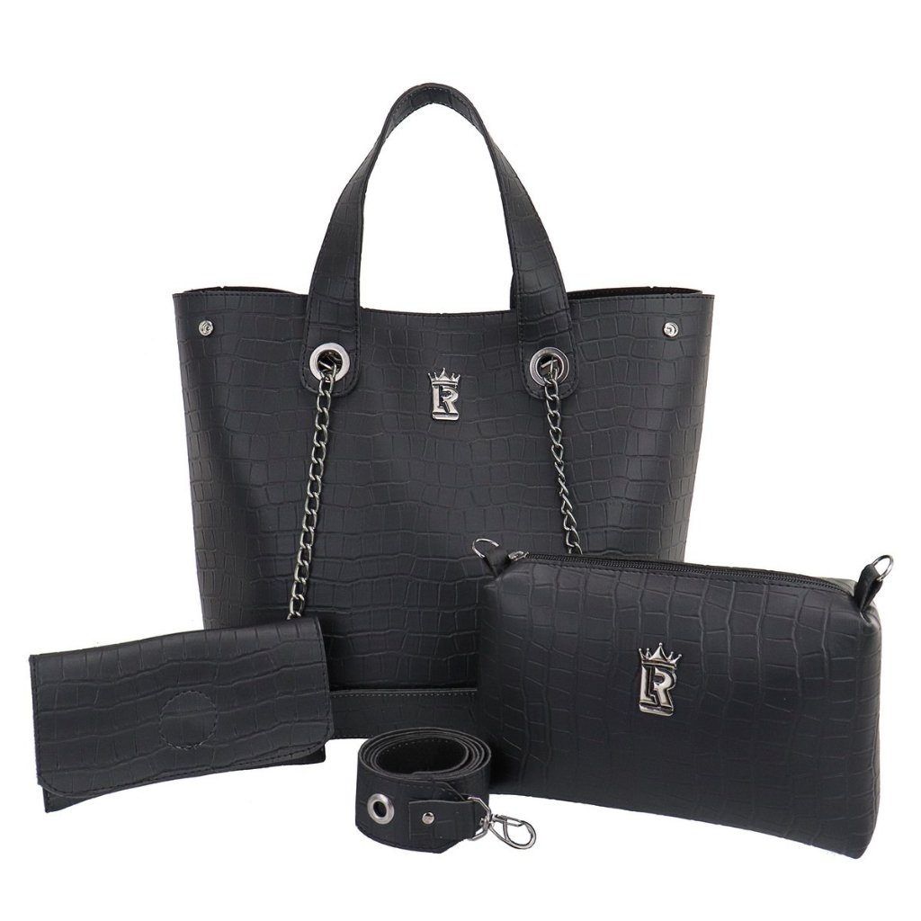 KIT BOLSA FEMININA SACOLA OMBRO NECESSAIRE CARTEIRA  LR01