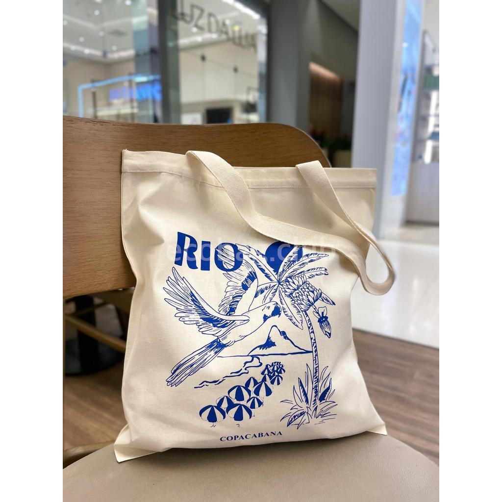 Ecobag Rio 33x40 Algodão Cru Bolsa Tote Praia Sacola Ecológica Reutilizável Feminina Trend