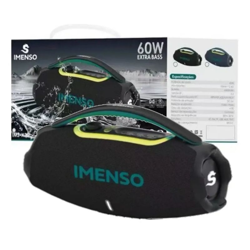 mega caixa de som Boombox Potente Bluetooth, radio pendreve Imenso Ims-x38 A 60w Portatil Led 6h De Reprodução
