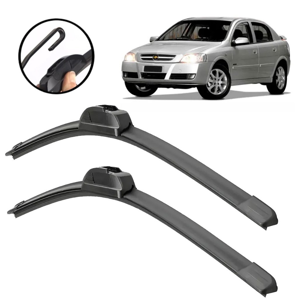 Kit Palheta Limpador Parabrisa Silicone GM Astra 1999 2000 2001 2002 2003 até 2011 Encaixe Gancho