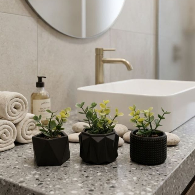 Kit Vasinhos Decorativos com Planta para Estante e Rack