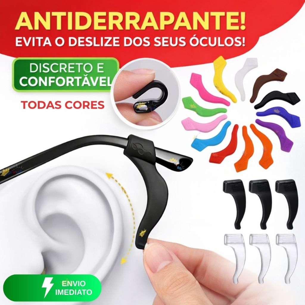 Kit Suportes Trava Armação de Óculos Silicone Antiderrapante Ajustável Conforto e Fixação