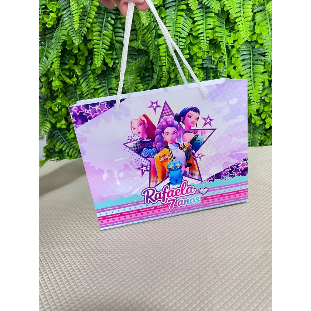 Kit 10 Até 30 Sacolas Personalizadas Lembrancinha Aniversário Mimo K pop Huntrix Guerreiras Heróis Heroina