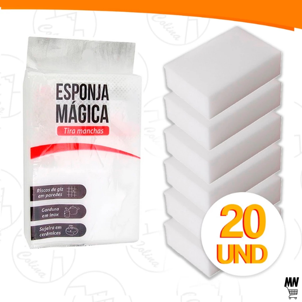Kit 5 a 20 Esponja Bucha Mágica de Melamina Tira Manchas Riscos Mágica Branca Multiuso