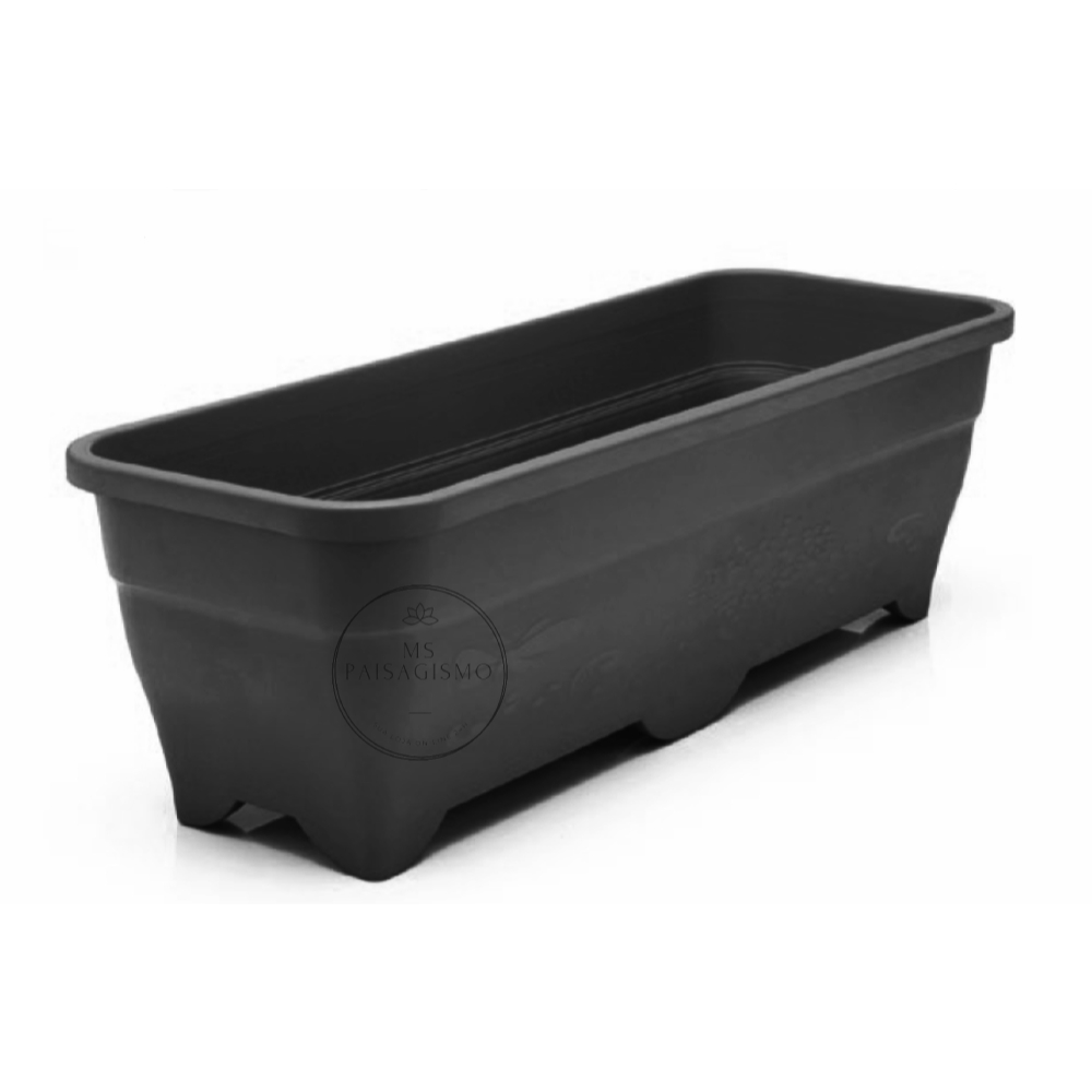 kit de 6 vasos plástico jardineira floreira de chão 47cm cor preta volume de 8 litros para horta e temperos