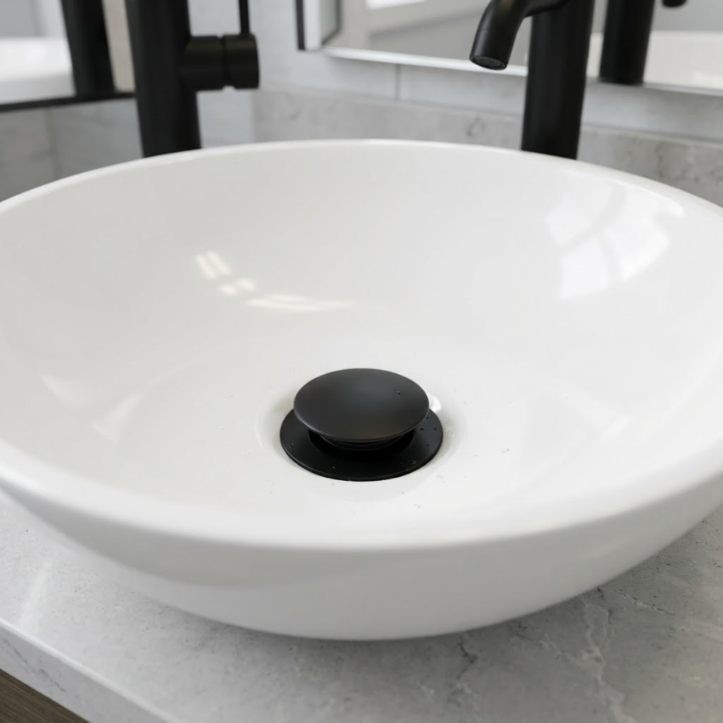 Valvula Click Ralo Preto Black Para Pia Cuba Lavatório Banheiro Lavabo Conexão 7/8 Aço Inox 304 Luxo