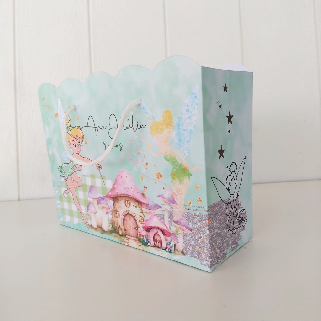Sacolinha Personalizada para Lembrancinha Sininho Tinker Bell | PEGUE E MONTE | Mimos| Aniversário Sininho Tinker Bell