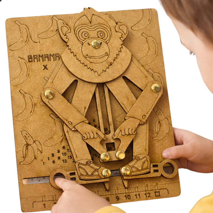 Brinquedo Educativo Interativo da Tabuada Macaco da Multiplicação Tabuada MDF Material Pedagógico