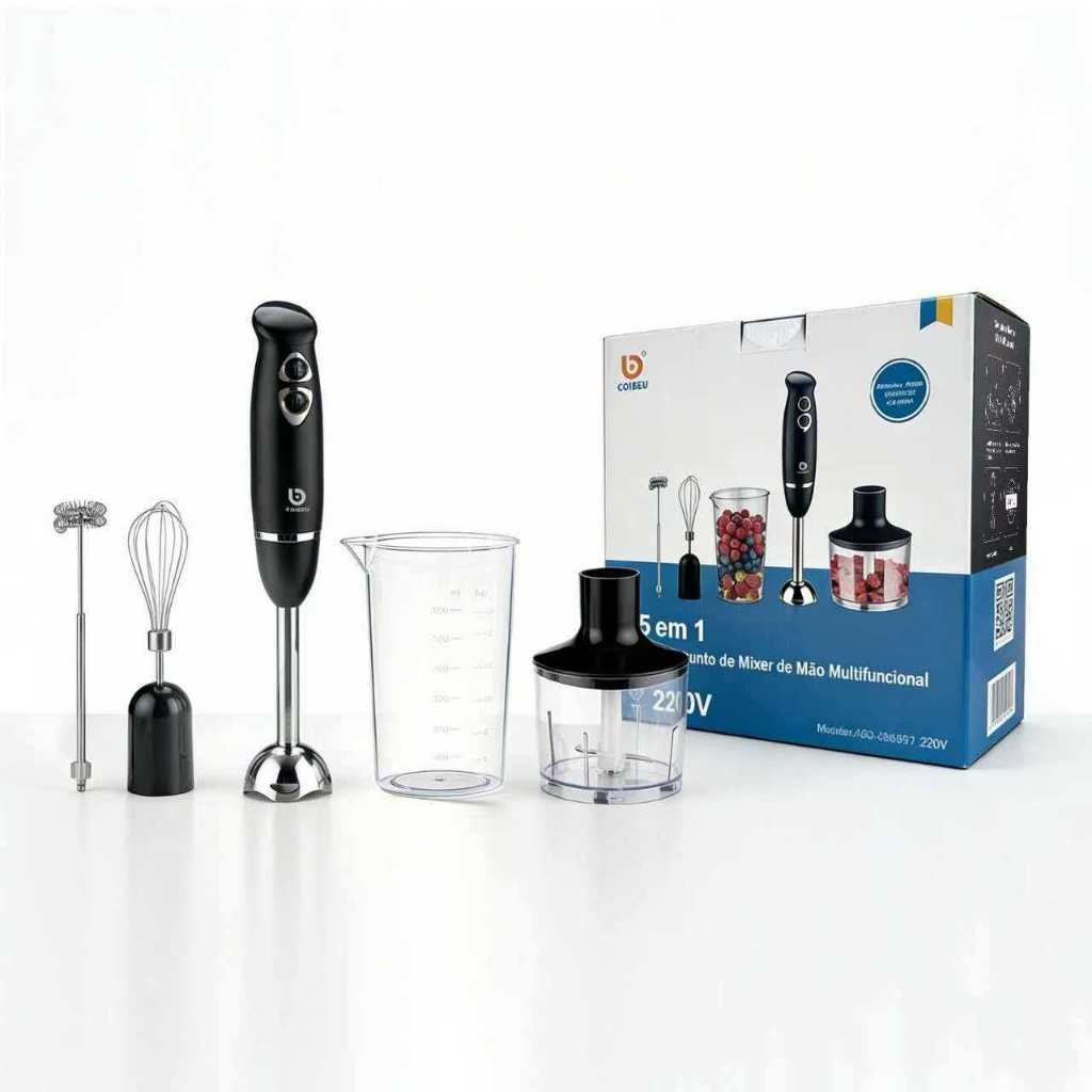 COIBEU Mixer 5 em 1 600W 127V/220V Batedor Misturador Mixer Elétrico para Bebidas, Brasil Campeão