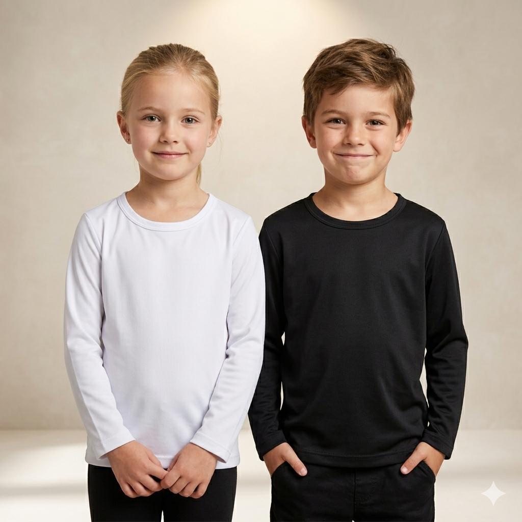 kit 2 Peças Blusa térmica Peluciada de inverno Menino Menina Tamanhos 4 Até 14 Anos