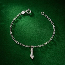 Pulseira Infantil Figa Lisa em Prata 925 Proteção e Delicadeza
