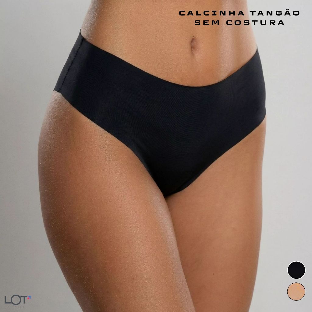 Calcinha Tangão Sem Costura Feminina Corte a Laser Não Marca Confortável Invisível Cós Alto Academia