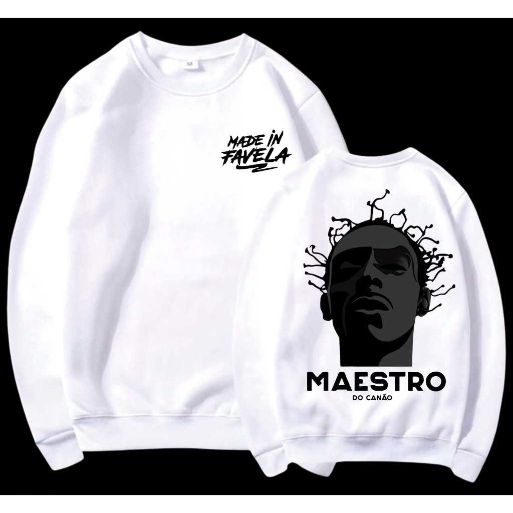 Moletom careca branca gola redonda a favela venceu- made in favela Sabotage rap hip hop ratat-a FC