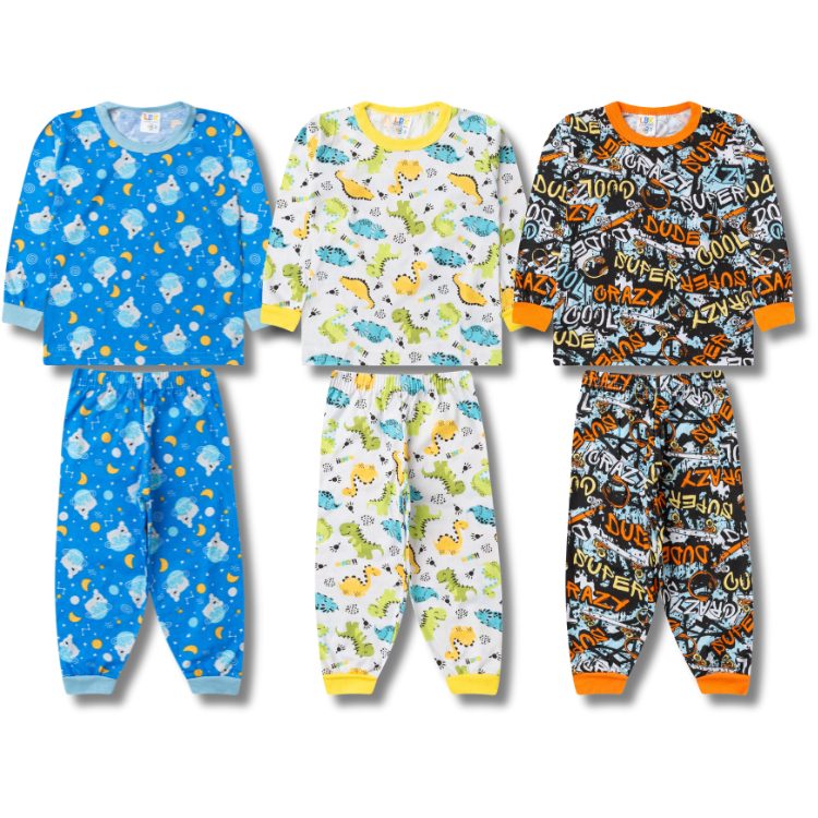 Kit 2 Conjuntos Pijama Inverno Estampado Menino/Masculino Infantil - 2 Blusas Manga Longa e 2 Calças