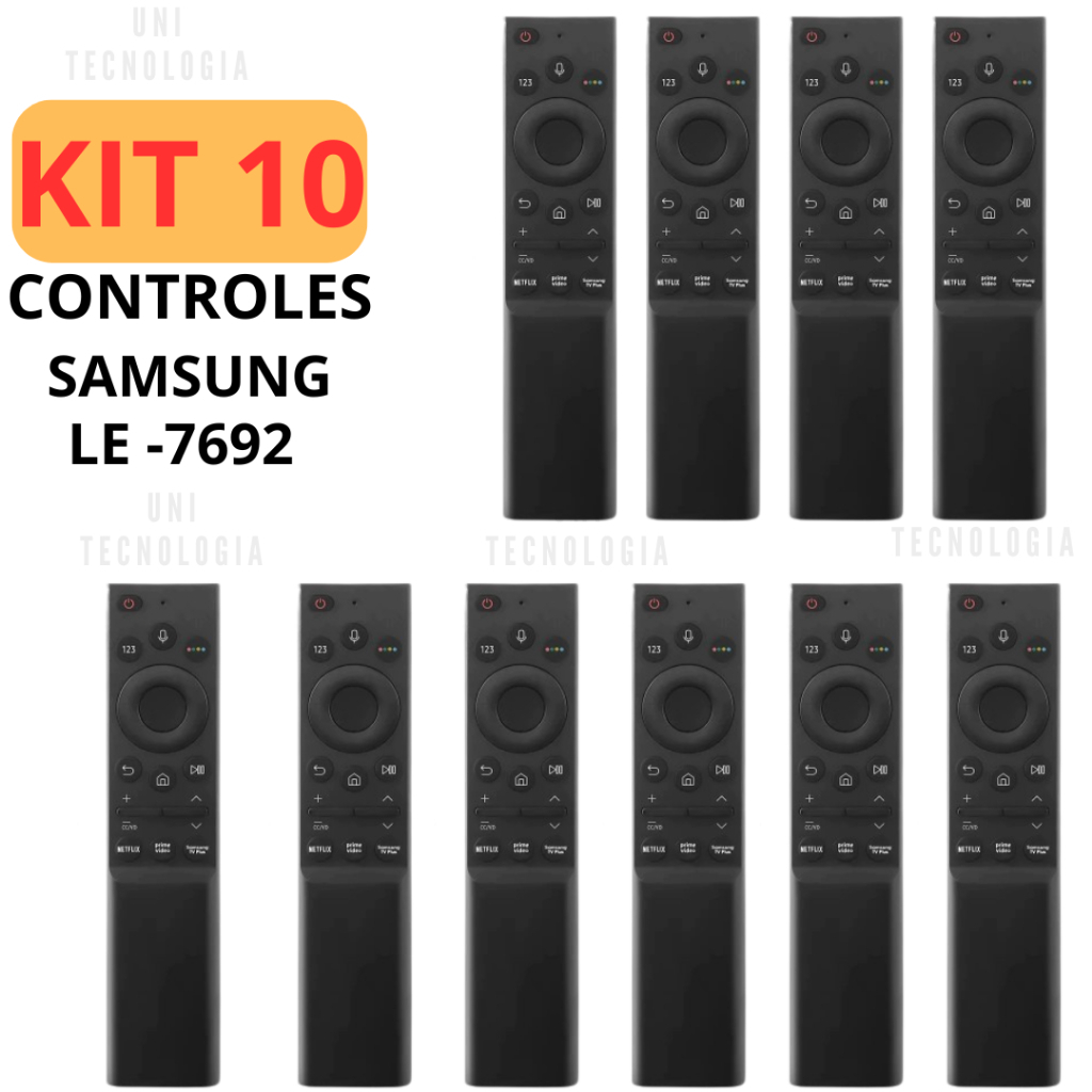 Kit 10 Controle Remoto De Substituição Para Samsung Smart TV 2018-2023 Crystal Q