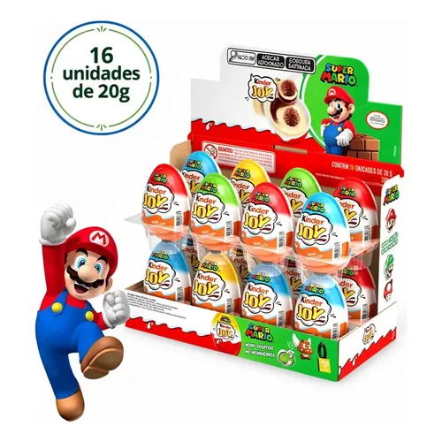 Kit Kinder Joy Super Mario l C/16 unidades x 20g l Edição Limitada