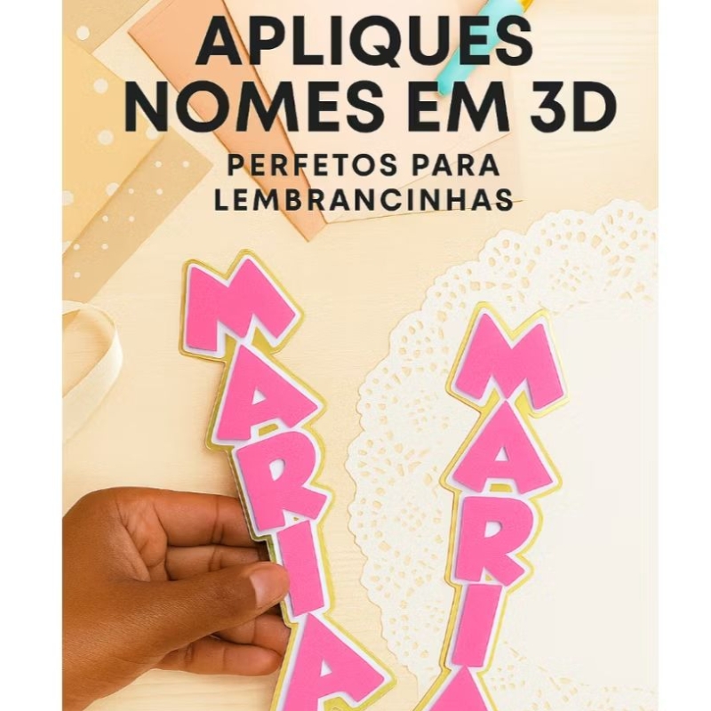 10 Aplique Nome 3D Personalizado p/Lembrancinhas de Festa | Aplique p/ batata | Aniversário Infantil
