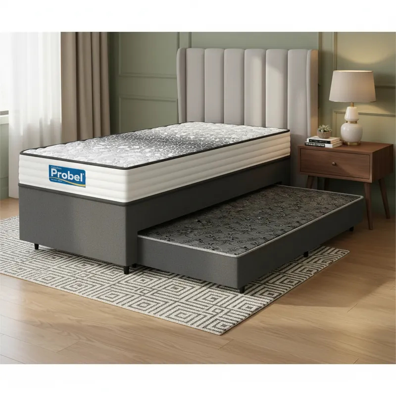 Cama Box com Colchão de Molas Ensacadas Double Face Essence Probel + Auxiliar de Molas Solteiro 88cm
