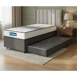 Cama Box com Colchão de Molas Ensacadas Double Face Essence Probel + Auxiliar de Molas Solteiro 88cm