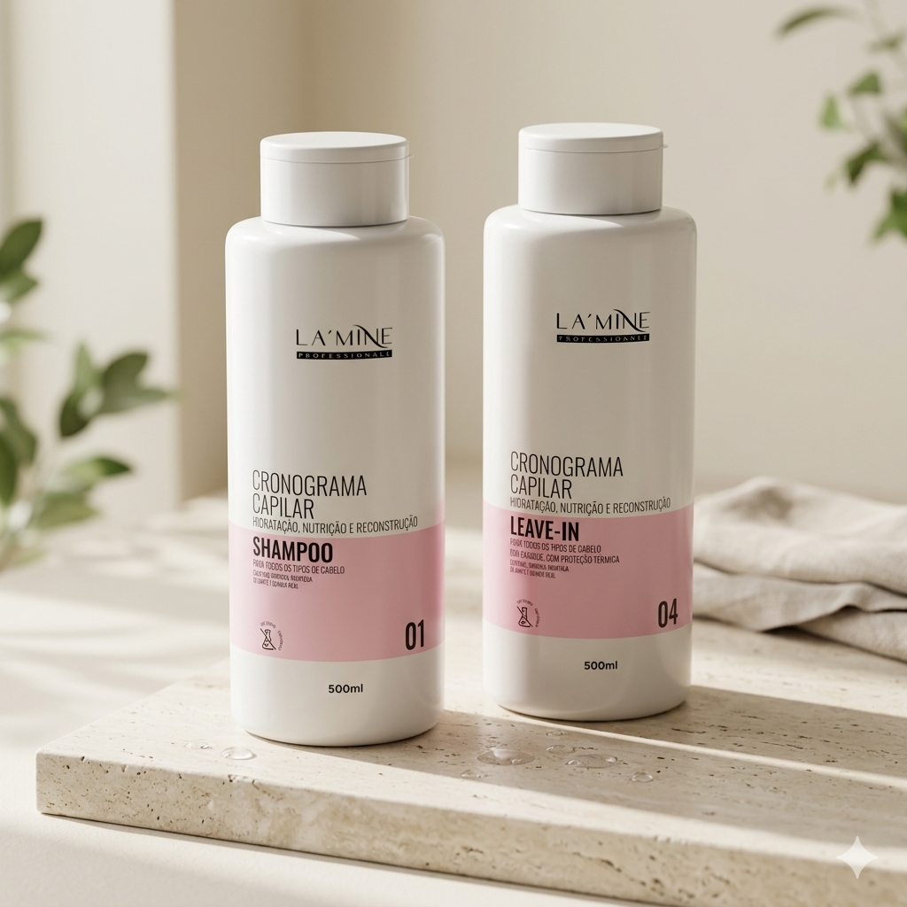 Shampoo + Leave In Lamine Cronograma Capilar 500ml x 2 Hanova