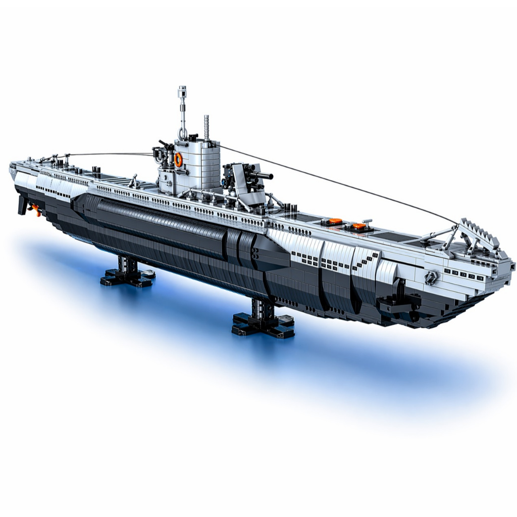 Brinquedos de Blocos Lego Militar Mini Figuras Barco Navio Guerra Batalha Naval Submarino U-Boat 05