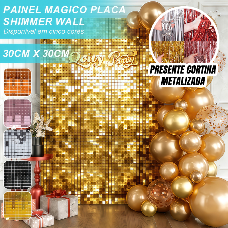 Kit 9/21/30/36 Painel Mágico Paete Lantejoulas Shimmer Wall Placa 30cmx30cm Pastilha Festa Casamento