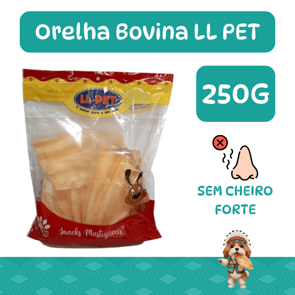 Petisco, Snack, Cães, Orelha Bovina, LL Pet