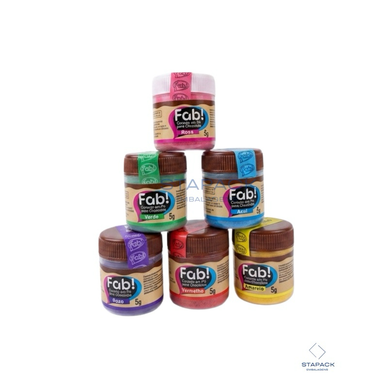 3un CORANTE EM PÓ PARA CHOCOLATE 5g CORES FAB!
