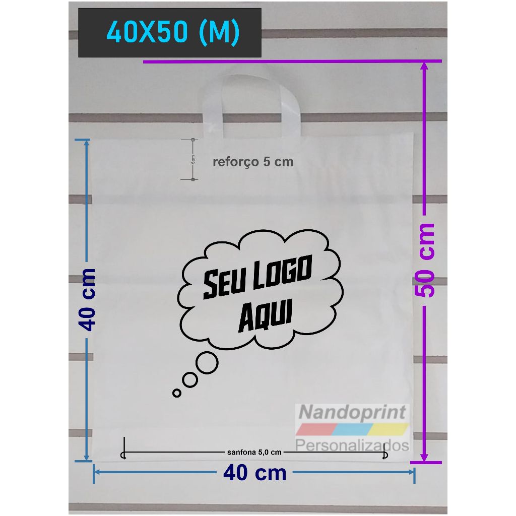 SACOLA ALÇA FITA PERSONALIZADA (50 / 100 unidades)
