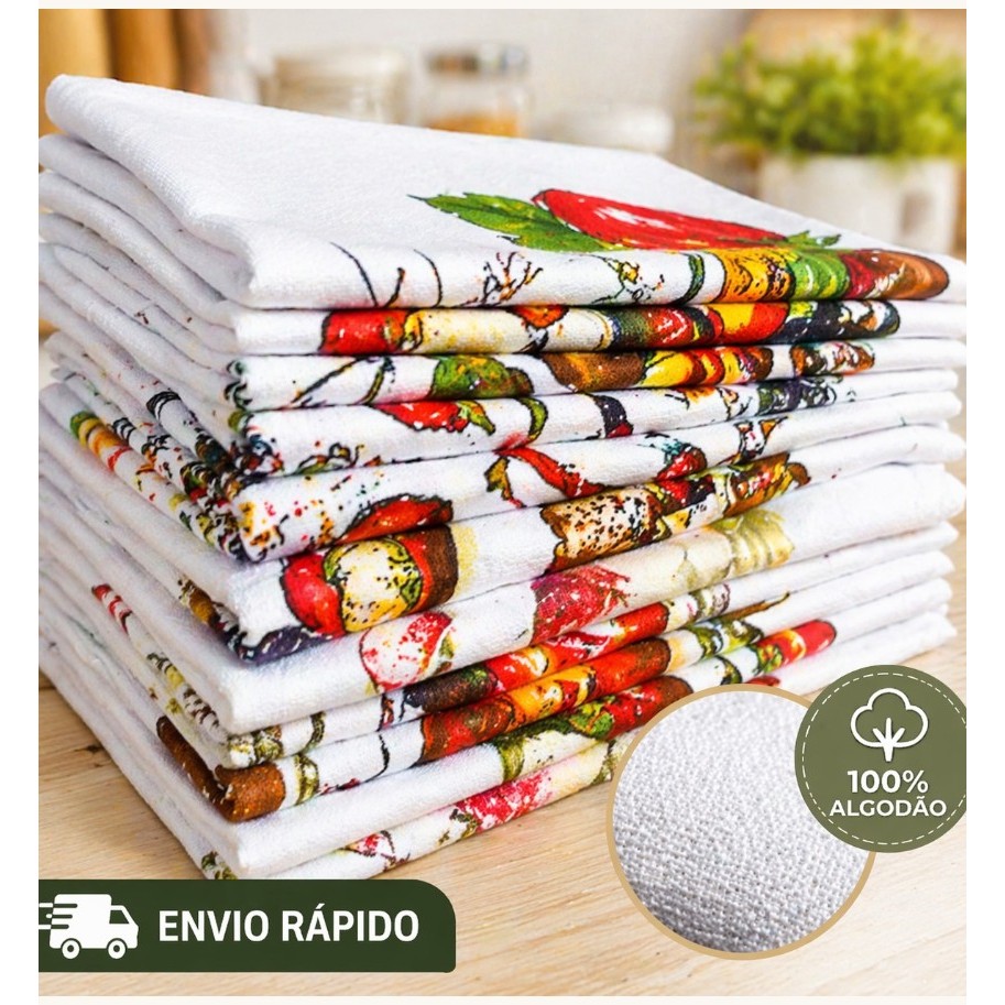 Kit Pano de Prato Estampados Grandes Resistentes Entrega Rápida