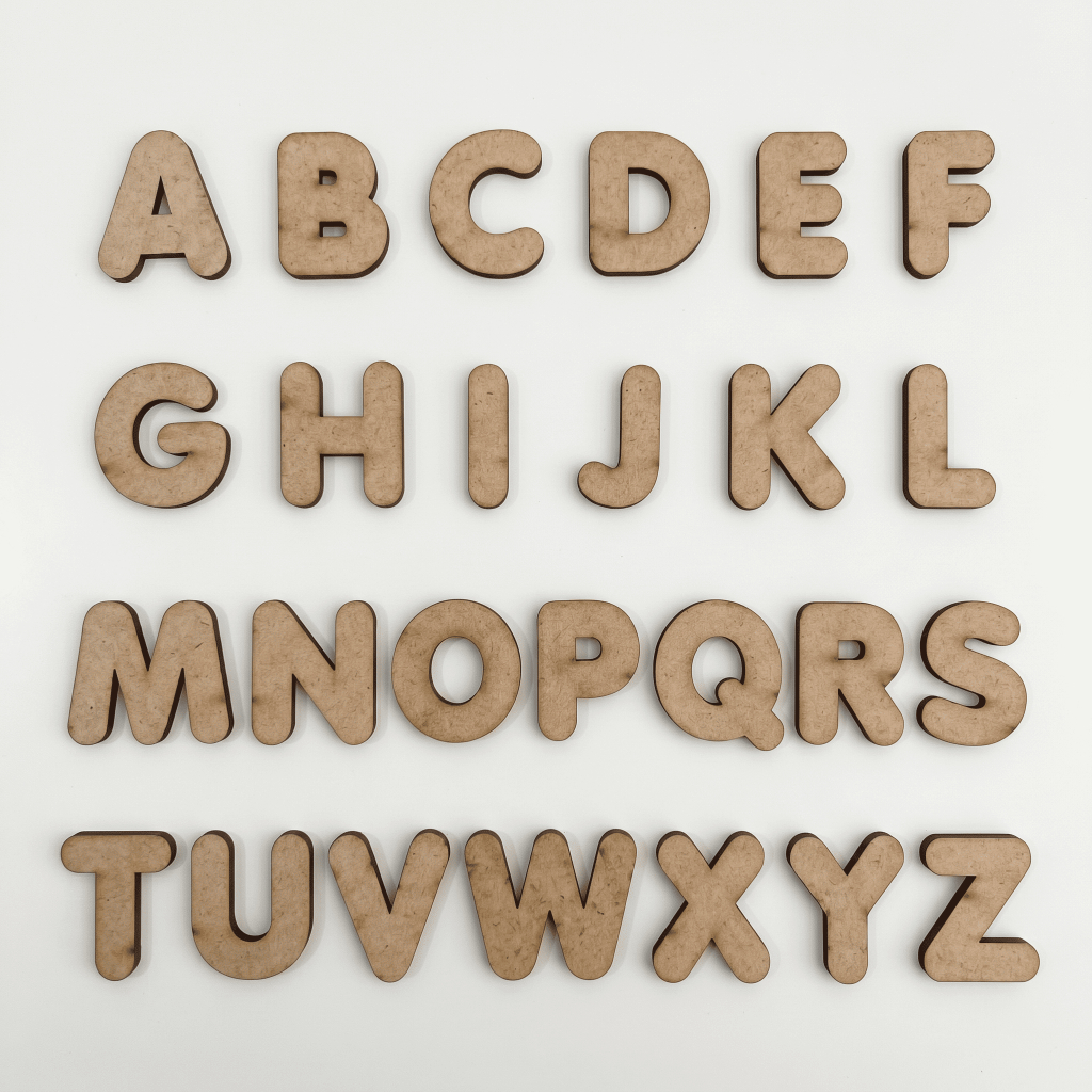 Kit com 3 Alfabetos MDF Cru Letras A a Z 3mm Artesanato Decoração Festas