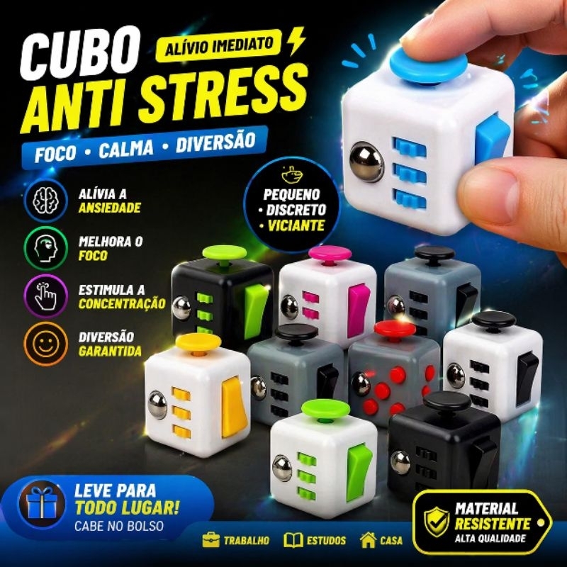 Fidget Toy Cube Cubo Mini Clicker Anti Stress Ansiedade Sensorial Tdha Relaxante Portatil