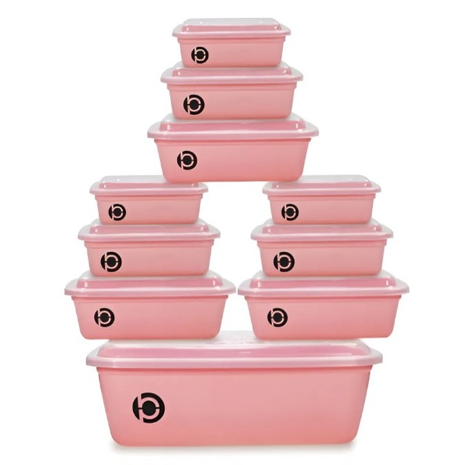 01 Conjunto de pote plástico retangular sortido com 10 unidades Plastbon (Ref 1416)