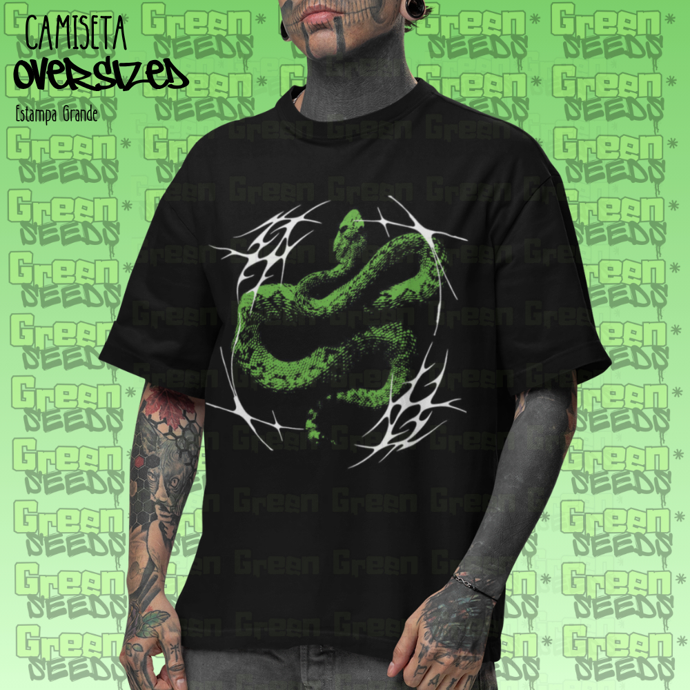 Camiseta Oversized Tribal Snake Aesthetics Y2k Camisa 100% Algodão Streetwear Trap Estampa Grande