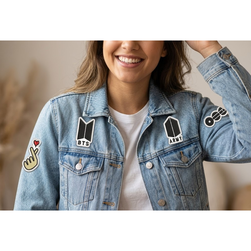 Conjunto de Patches BTS e ARMY Termocolantes para Jaquetas, Mochilas e Roupas | Estilo K-pop Bordado