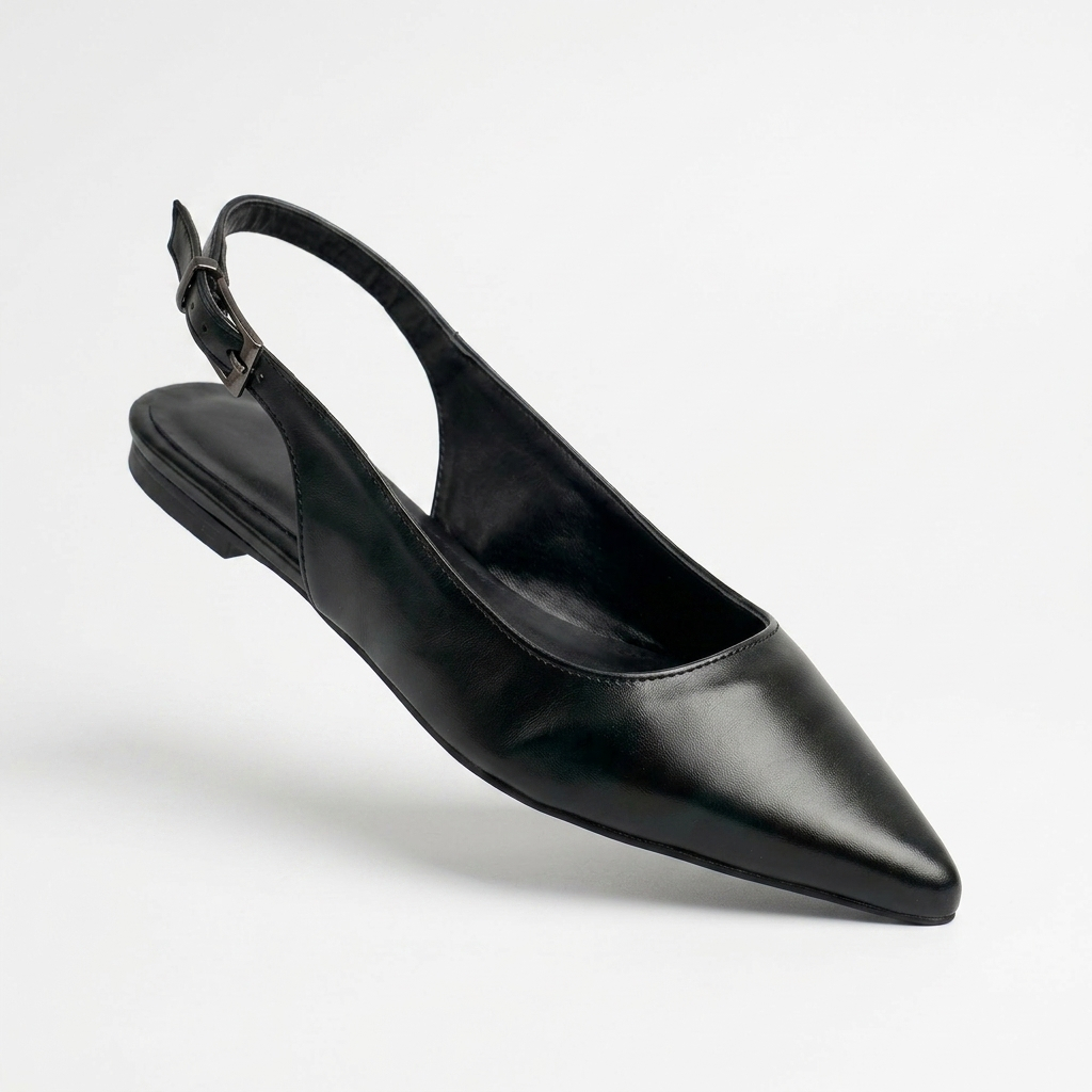 Sapatilha Slingback Feminina Clássica Bico Fino Confortável com Fivela Elegante Premium