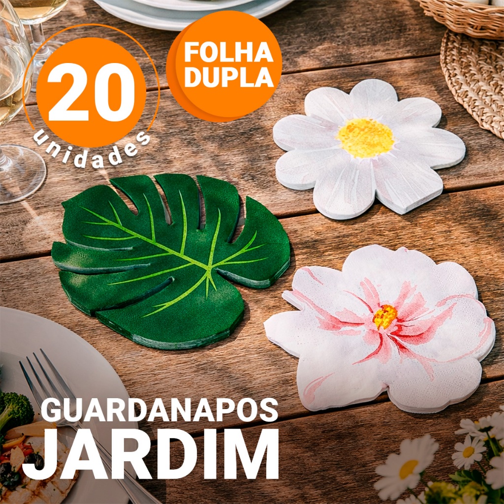 Guardanapo De Papel Jardim Decorado Formato Especial Kit Com 20 Peças Silver Festas