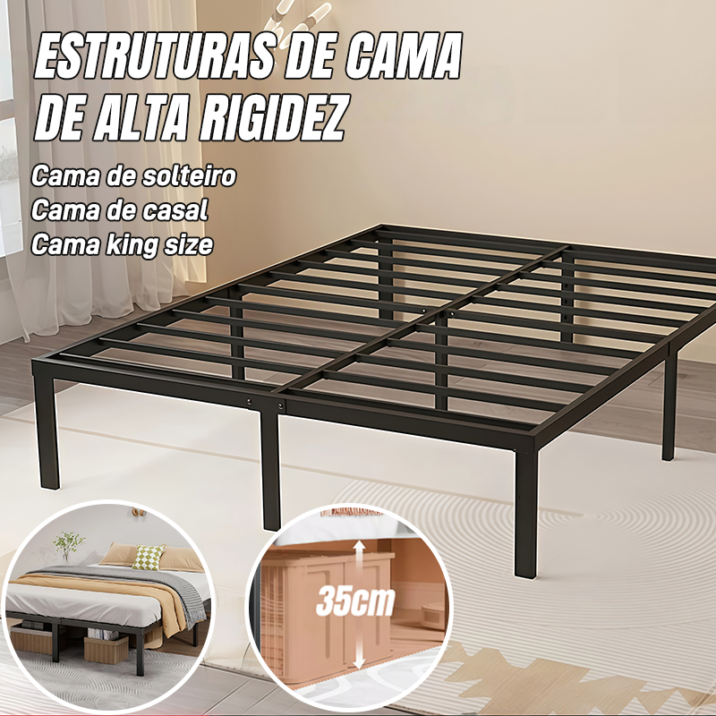 Cama de Solteiro e Casal Estrado de Metal Dobrável Fácil de Montagem Ripas de Aço Antiderrapante