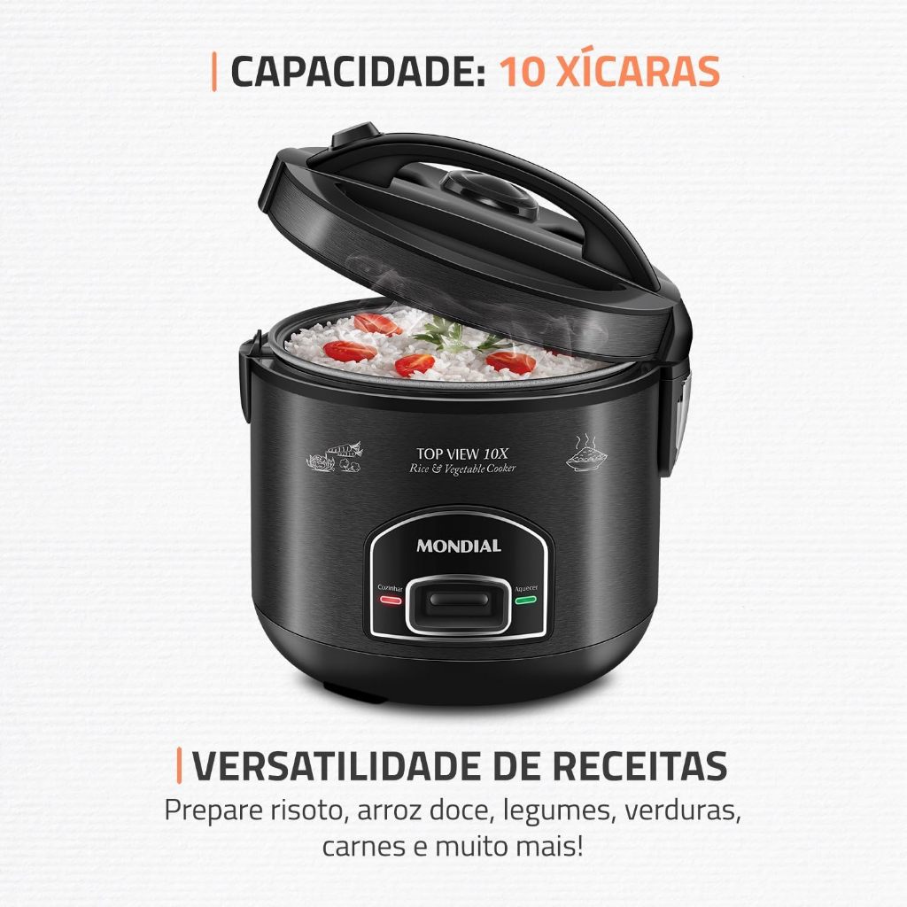 Panela Elétrica MONDIAL Top View 10X, Black Inox, 700W, 220V - PE-30-10X · foto 2