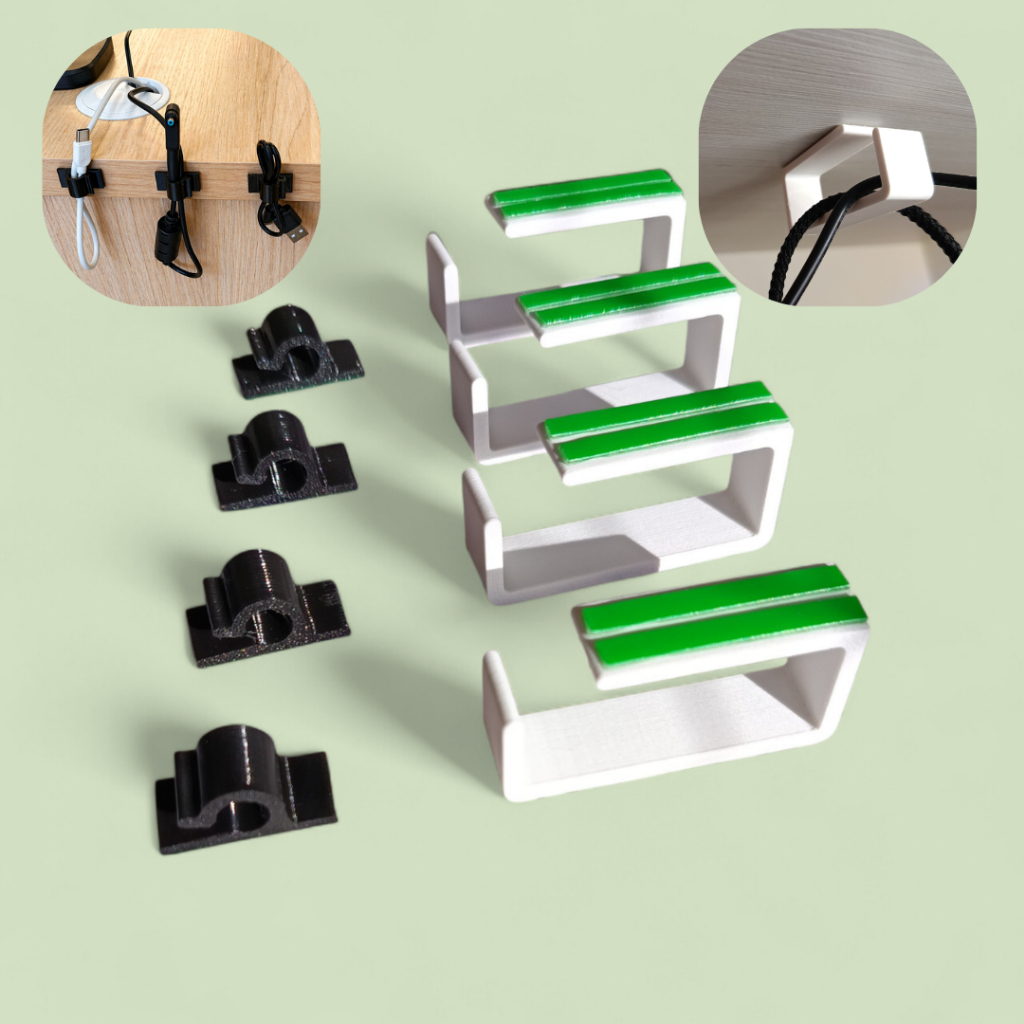 Kit Organizador de Cabos para Esconder Fios embaixo da Mesa Setup Gamer com Fixação Adesiva