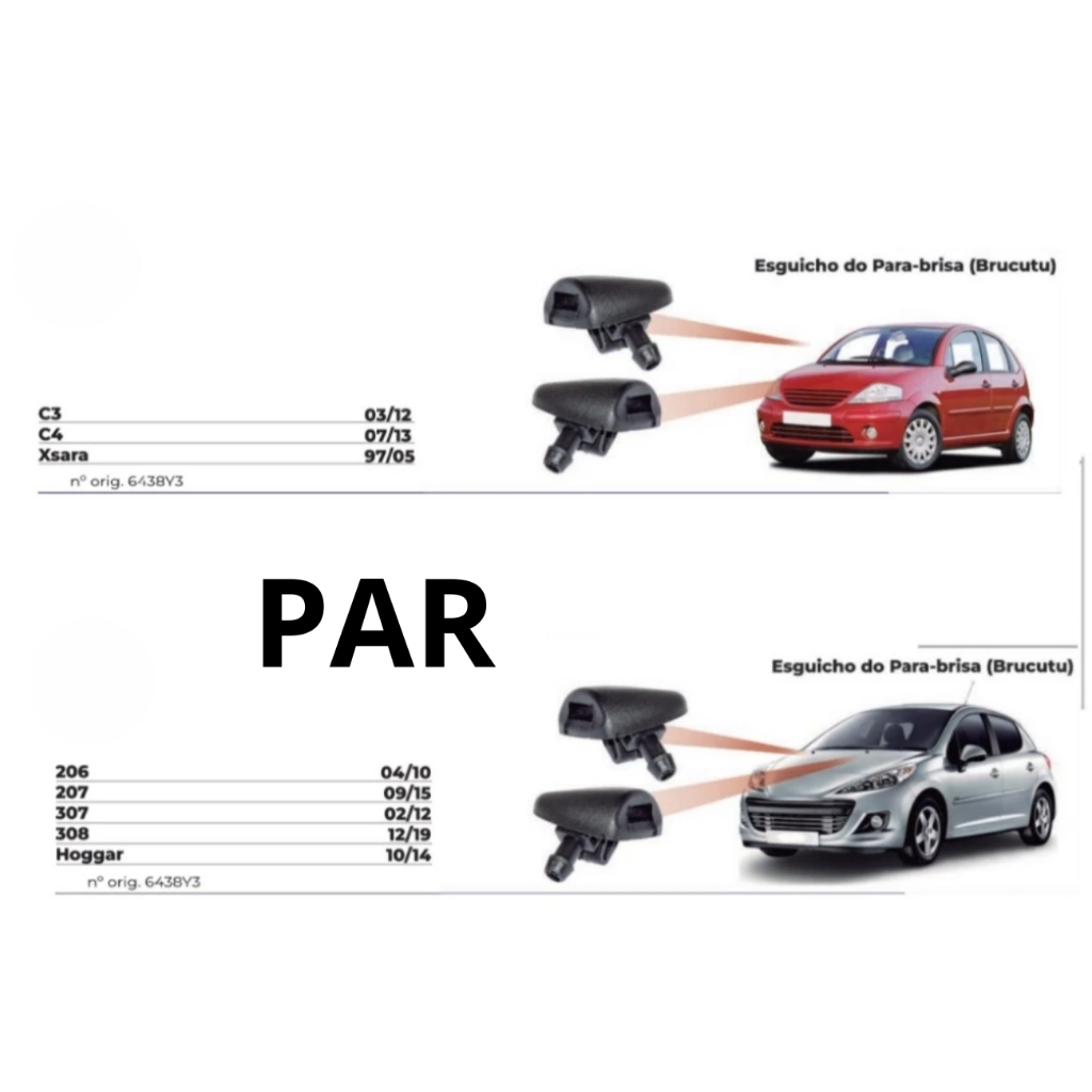 Brucutu Esguicho Limpador Parabrisa Peugeot 206 207 307 308 C3 C4 Xsara (Preço PAR)