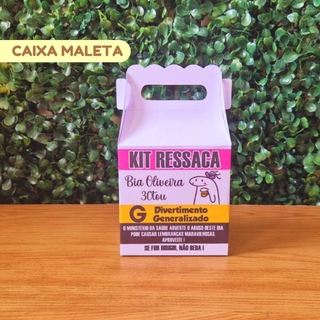 Caixa Maleta KIT RESSACA Personalizados | Lembrancinhas | Festa infantil | Aniversário | (PEGUE E MONTE)