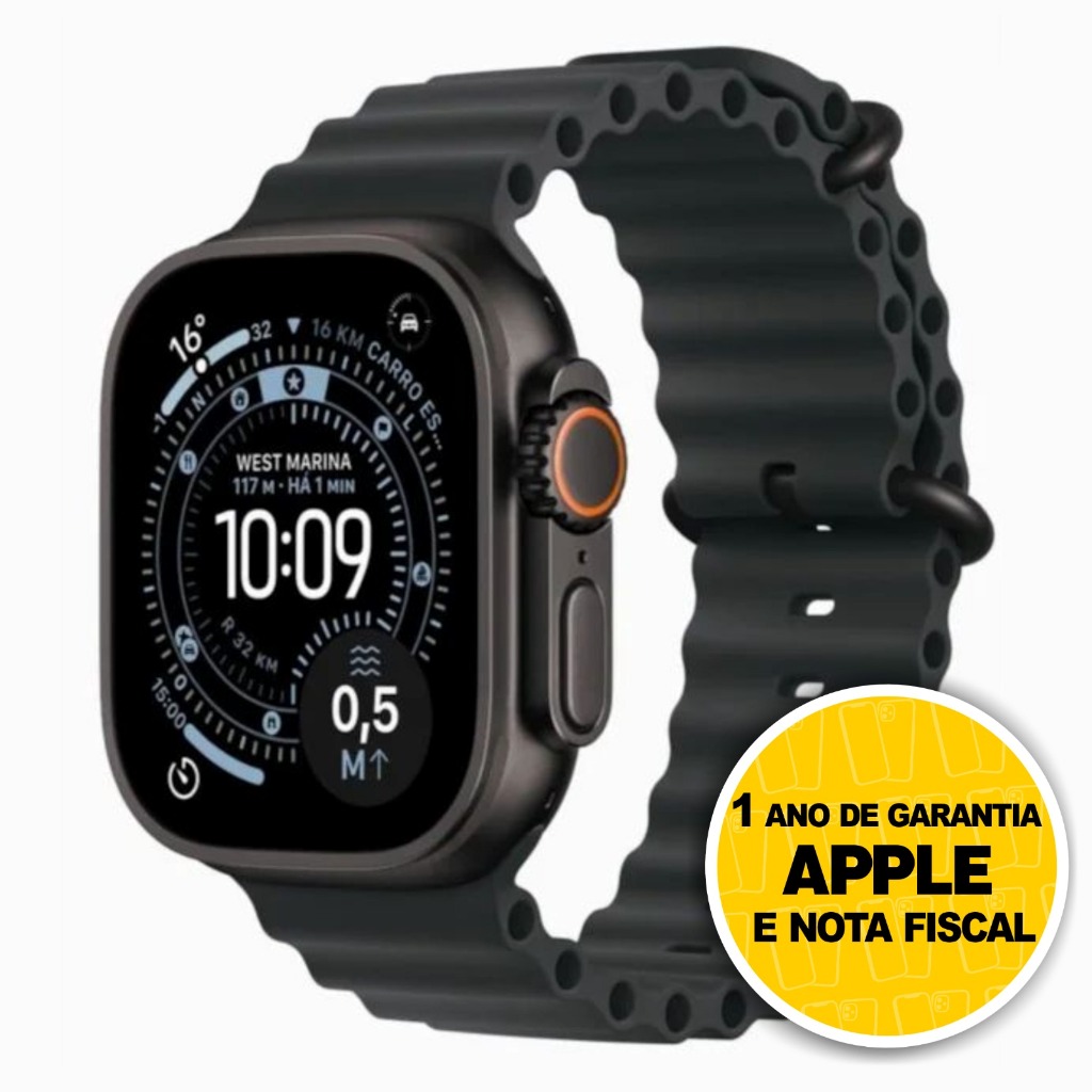 Relógio Apple Watch Ultra 3 49mm GPS + Cellular com Pulseira Oceano 1 Ano Garantia com No…