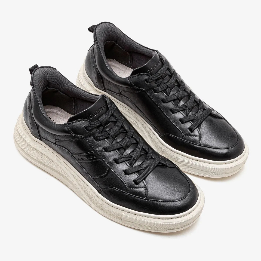 Tênis Democrata Masculino Adulto Pace Calce Fácil 653101-001 Preto Original Couro Casual